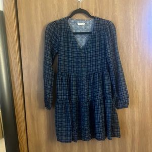 Francesca’s brand. Blue and green plaid dress. XXS